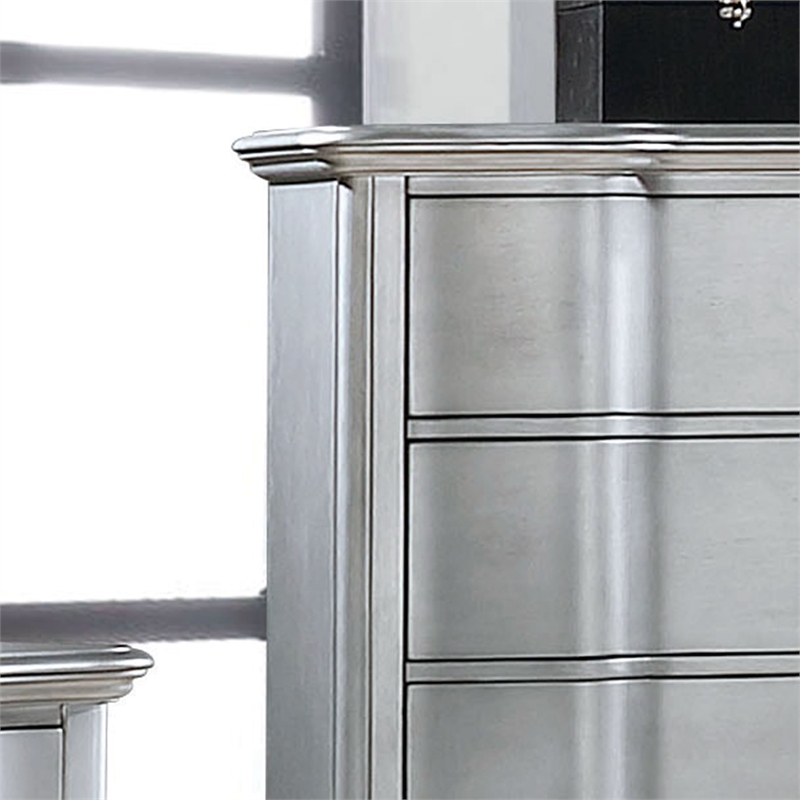FOA Pappa 2pc Silver Solid Wood Bedroom Set - Nightstand and Chest