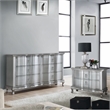 FOA Pappa 2pc Silver Solid Wood Bedroom Set - Nightstand and Dresser