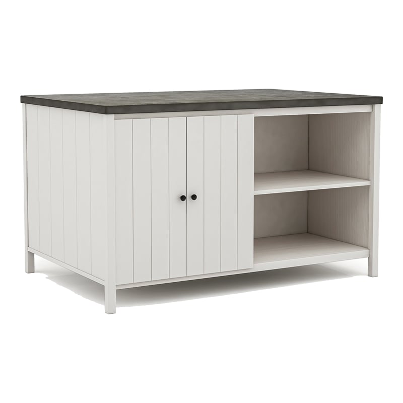 Furniture of America Ablania Solid Wood Counter Dining Table in Antique White