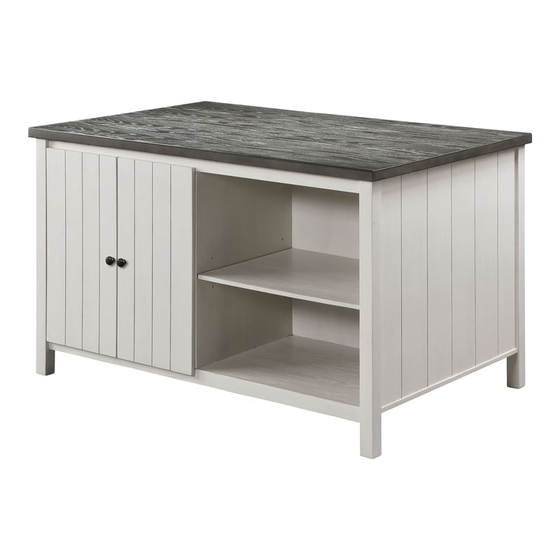Furniture of America Ablania Solid Wood Counter Dining Table in Antique White