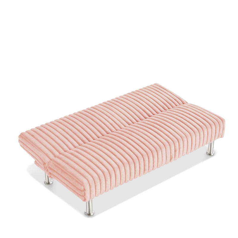 Furniture of America Girgon Upholstered Fabric Futon Sofa Bed in Pink