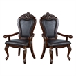Furniture of America Albernit Faux Leather Arm Chairs in Dark Cherry (Set of 2)