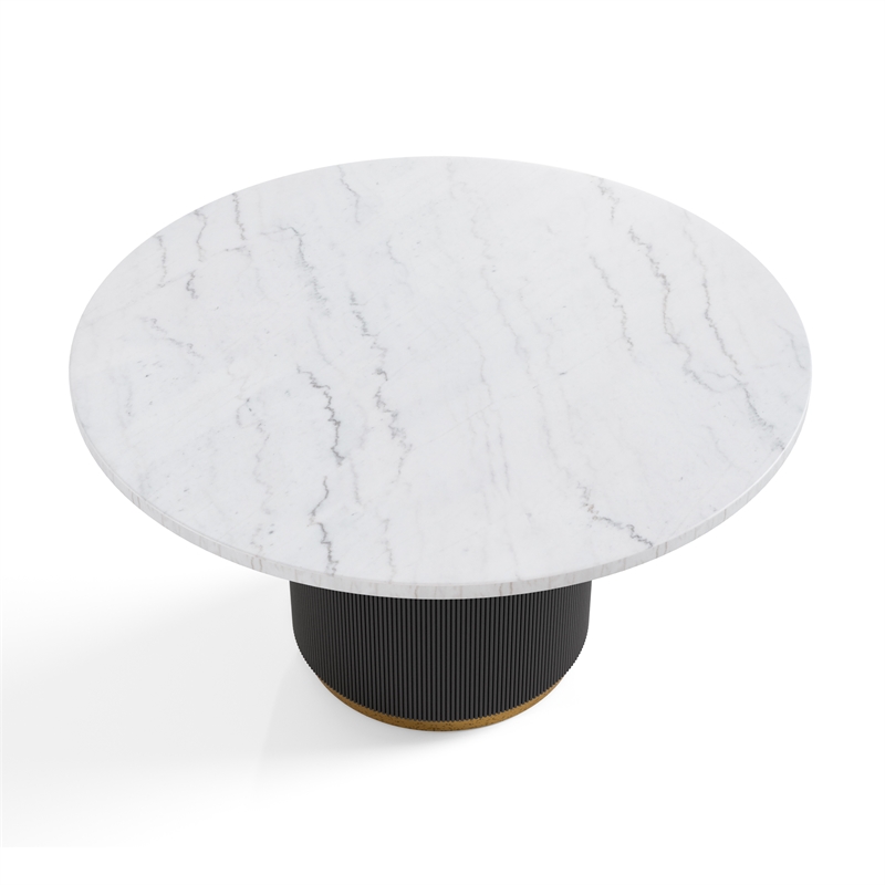 Furniture of America Dramun Marble Top Round Dining Table in White