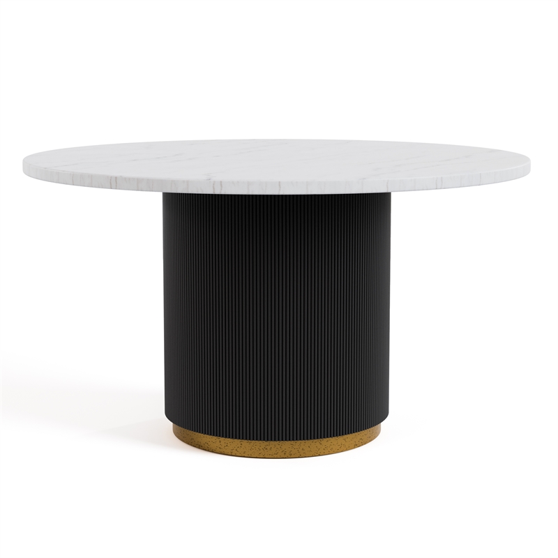 Furniture of America Dramun Marble Top Round Dining Table in White
