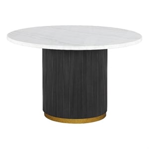 Furniture of America Dramun Marble Top Round Dining Table in White