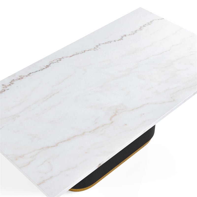Furniture of America Dramun Marble Top Rectangular Dining Table in White