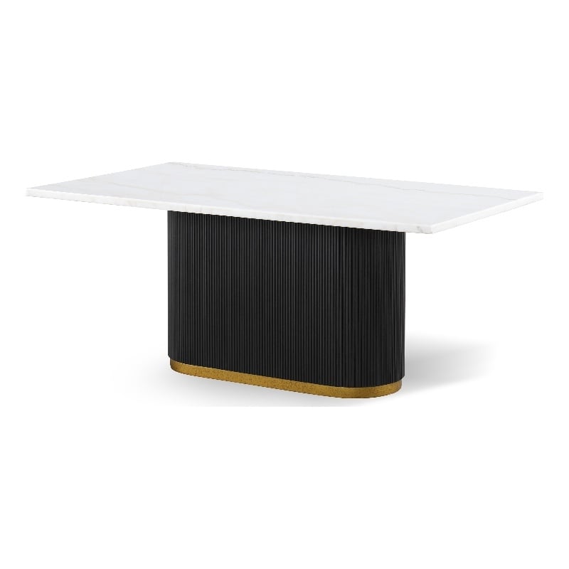 Furniture of America Dramun Marble Top Rectangular Dining Table in White