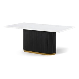 Furniture of America Dramun Marble Top Rectangular Dining Table in White