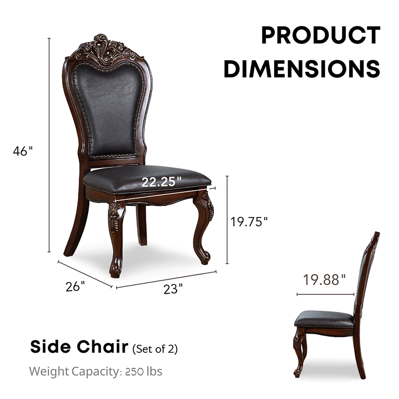 Furniture of America Albernit Faux Leather Side Chairs in Dark Cherry (Set of 2)