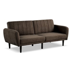 Furniture of America Kittle Fabric Padded Futon Sofa with USB Ports in Brown