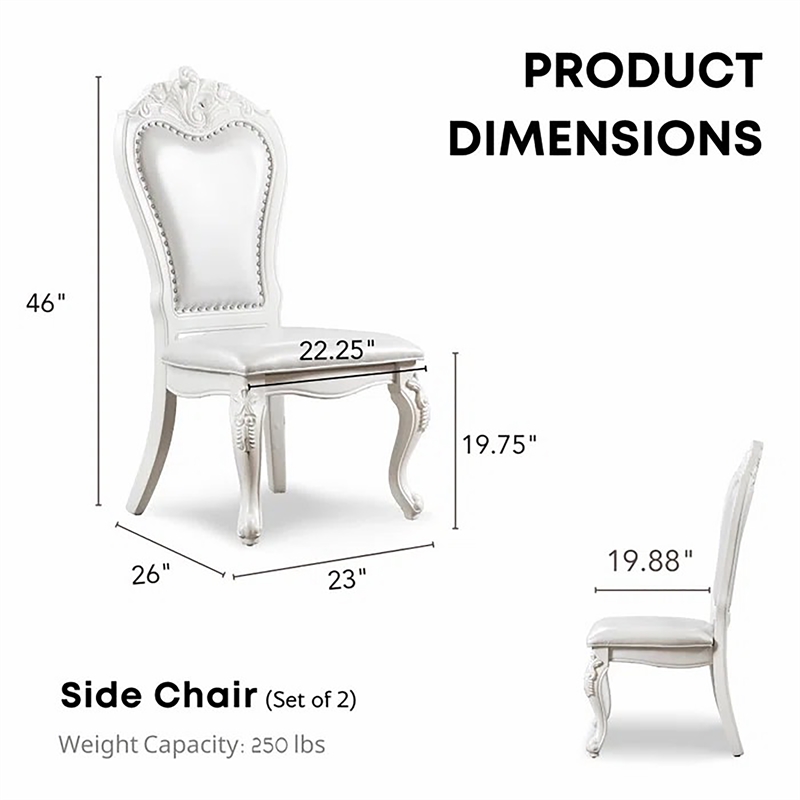 Furniture of America Albernit Faux Leather Side Chairs in White (Set of 2)