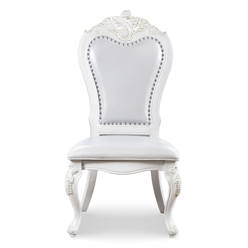 Furniture of America Albernit Faux Leather Side Chairs in White (Set of 2)