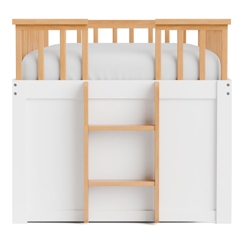 Furniture of America Wonston Solid Wood 2-Open Shelf Twin Captain Bed in White