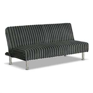 Furniture of America Girgon Upholstered Fabric Futon Sofa Bed in Charcoal
