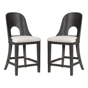Furniture of America Lizena Solid Wood Counter Chairs in Ash Gray (Set of 2)