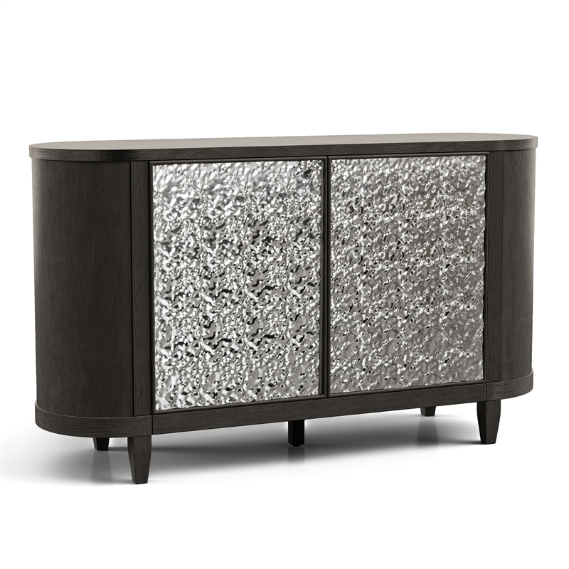 Furniture of America Lizena Solid Wood 3-Door Server in Ash Gray