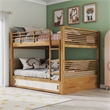 Furniture of America Sowon Solid Wood Storage Twin Bunk Bed in Light Oak