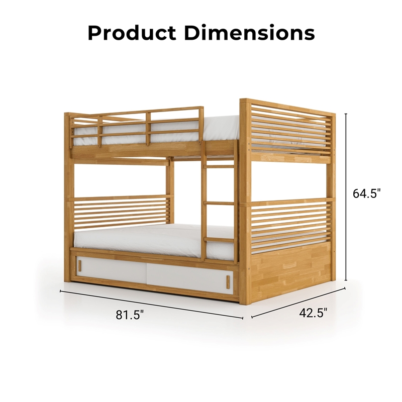 Furniture of America Sowon Solid Wood Storage Twin Bunk Bed in Light Oak