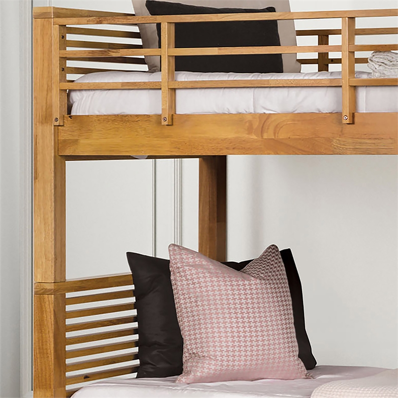 Furniture of America Sowon Solid Wood Storage Twin Bunk Bed in Light Oak