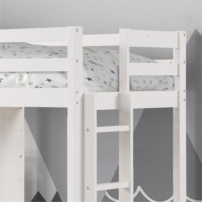 Furniture of America Yalle Solid Wood Twin Loft Bed with USBs in White