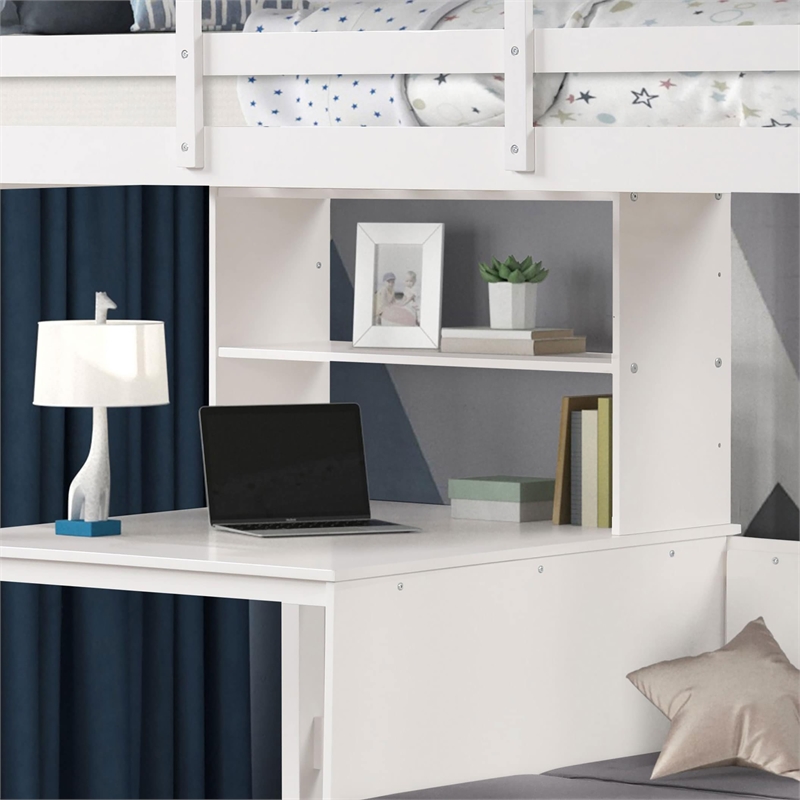 Furniture of America Yalle Solid Wood Twin Loft Bed with USBs in White