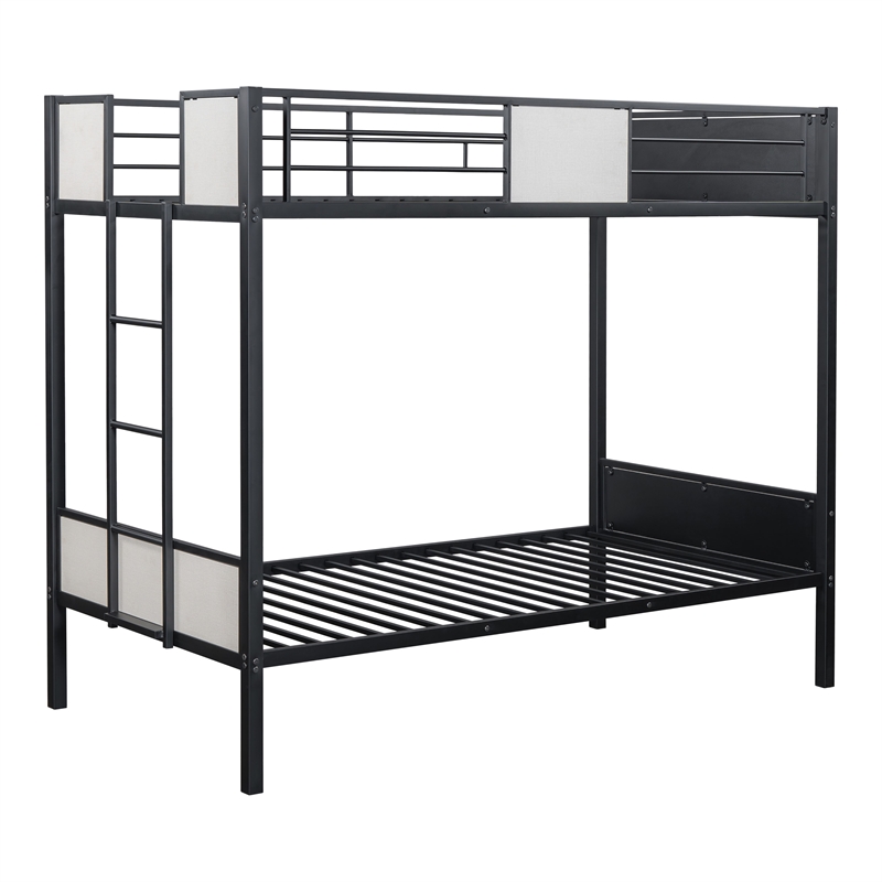 Furniture of America Anella Metal Twin over Twin Bunk Bed in Black