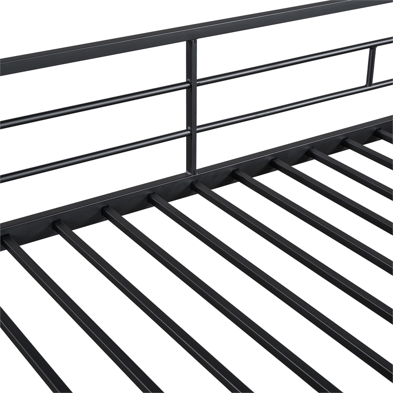Furniture of America Anella 2pc Metal Full Bunk Bed with Trundle Set in Black