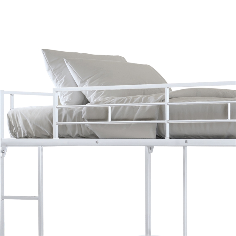Furniture of America Jaron Metal Full Loft Bed with Attached Ladders in White