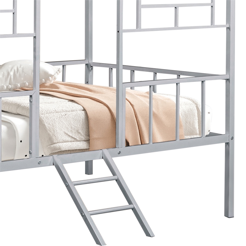 Furniture of America Natte Metal House Design Twin Loft Bed in Silver