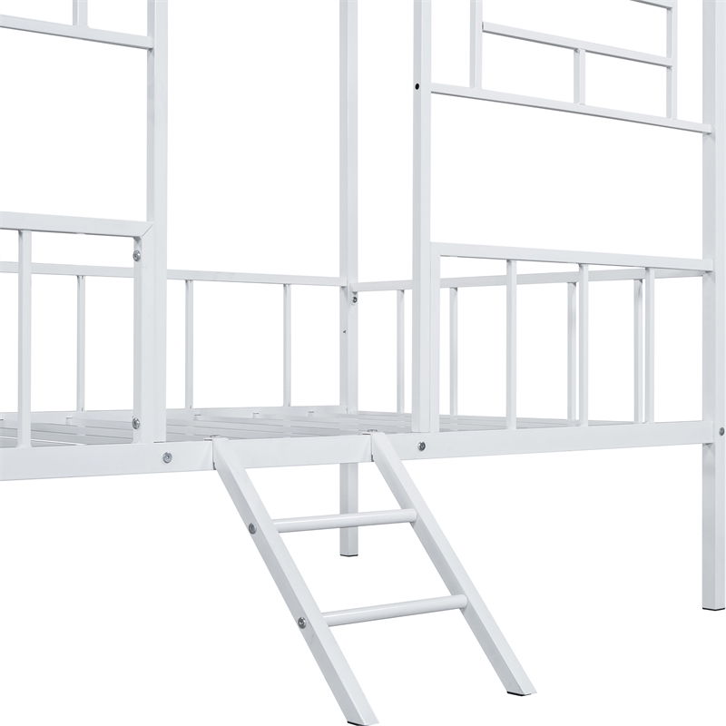 Furniture of America Natte Metal House Design Twin Loft Bed in White