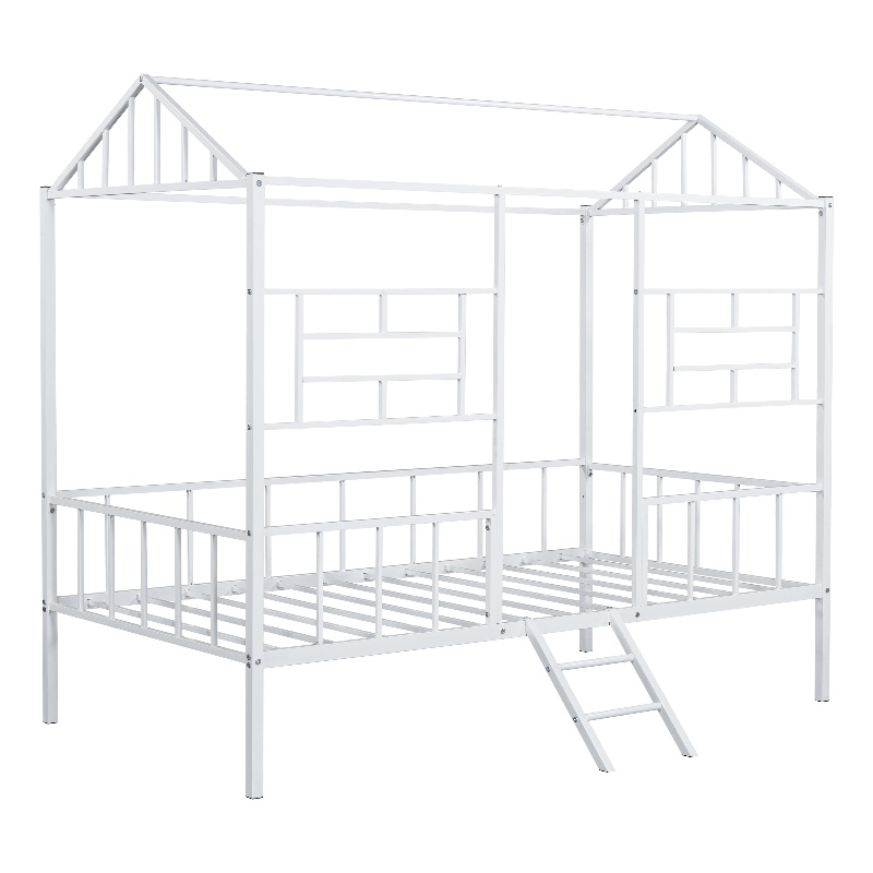 Furniture of America Natte Metal House Design Twin Loft Bed in White