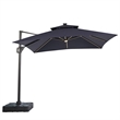 Furniture of America Monich Aluminum LED 10' Double Top Square Umbrella in Blue