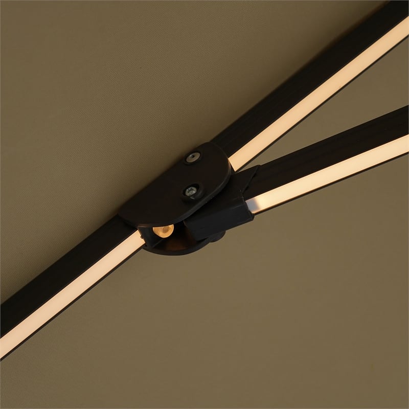 Furniture of America Pallend Aluminum LED 10' Double Top Round Umbrella in Beige