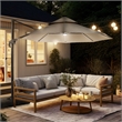 Furniture of America Pallend Aluminum LED 10' Double Top Round Umbrella in Beige