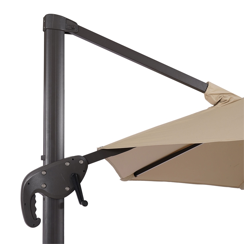 Furniture of America Pallend Aluminum LED 10' Double Top Round Umbrella in Beige