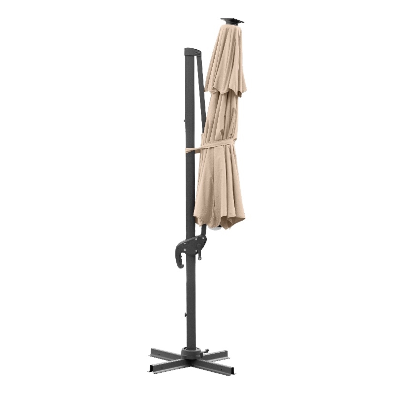 Furniture of America Pallend Aluminum LED 10' Double Top Round Umbrella in Beige