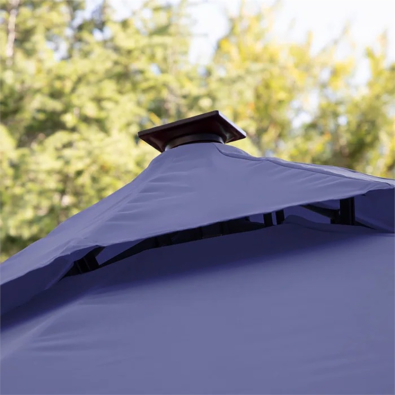 Furniture of America Pallend Aluminum LED 10' Double Top Round Umbrella in Blue