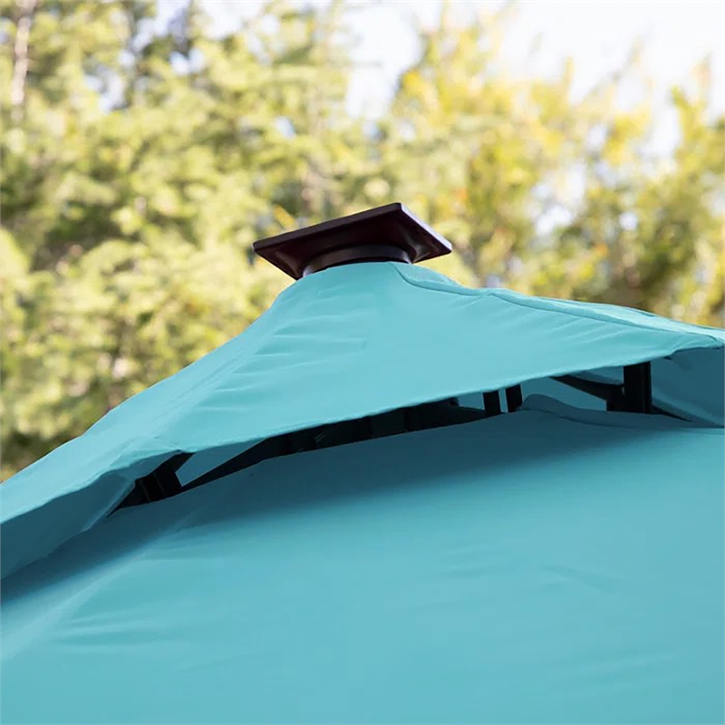 Furniture of America Pallend Aluminum LED 10' Double Top Round Umbrella in Teal