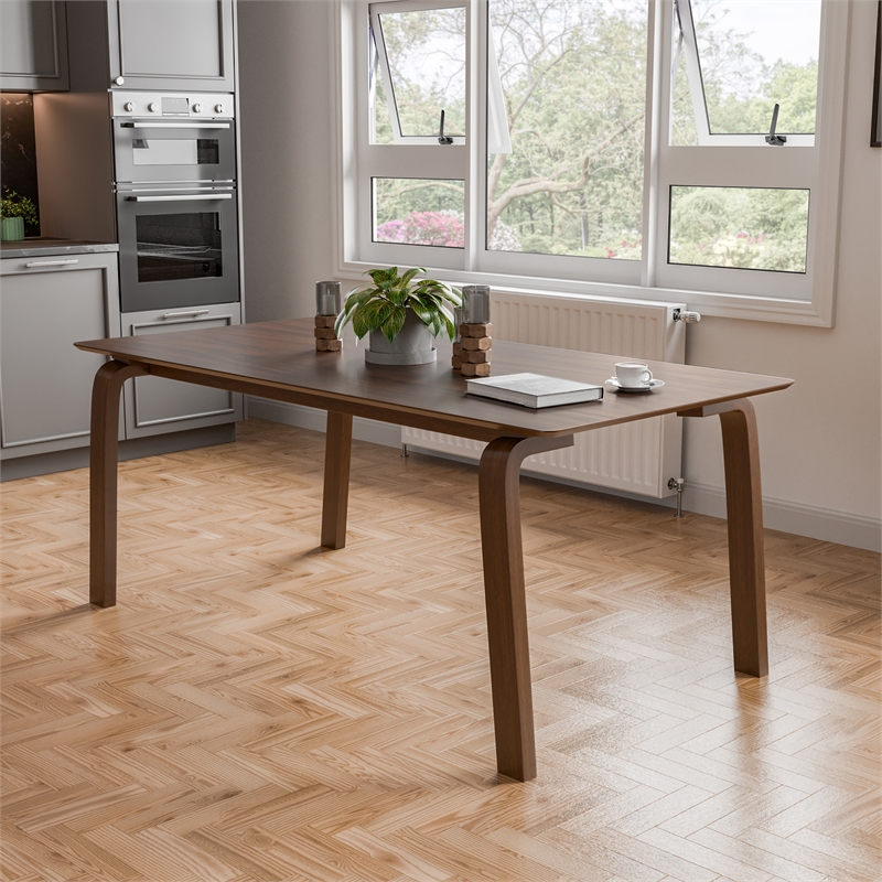 Furniture of America Senoil Wood Rectangular Dining Table in Walnut