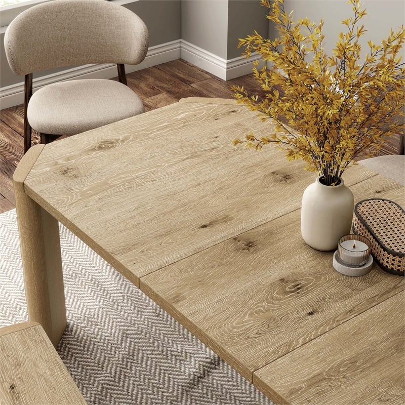 Furniture of America Hallond Solid Wood 6-Piece Dining Set with Bench in Oak