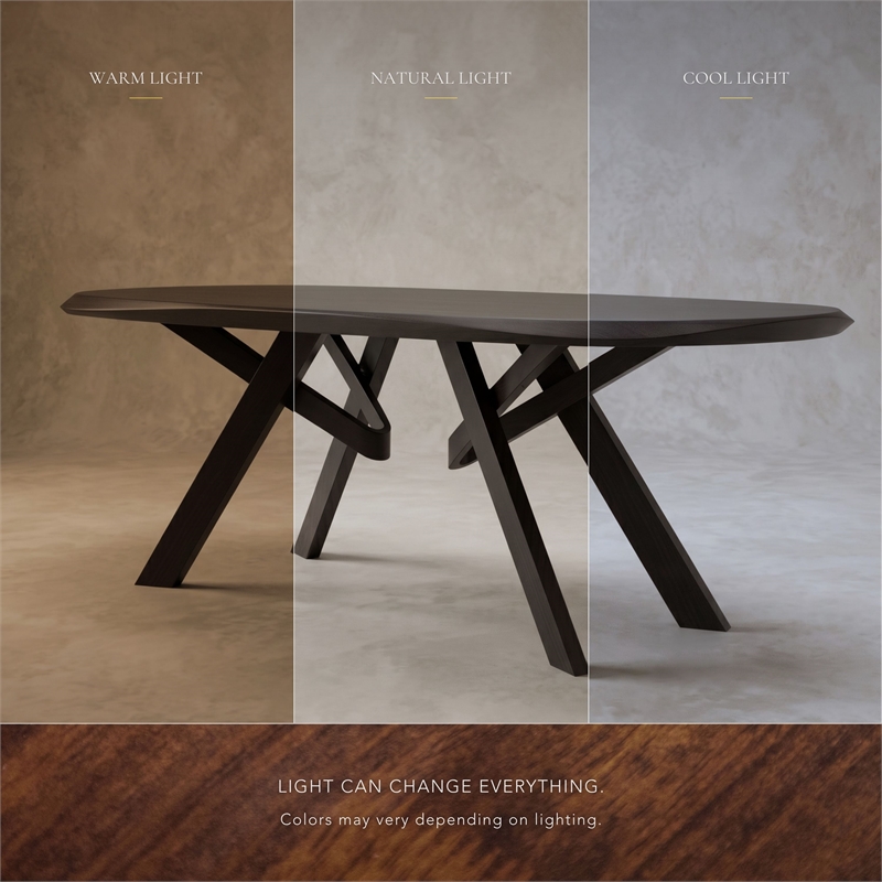 Furniture of America Pradan Solid Wood 3D Cuts Top Dining Table in Black Wenge