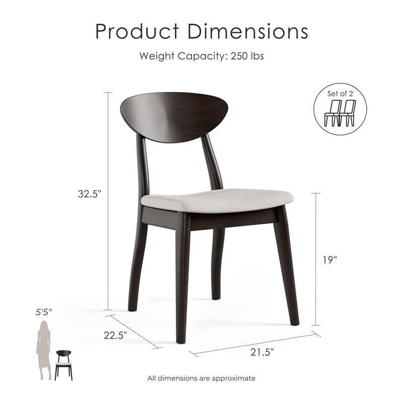 Furniture of America Pradan Solid Wood Side Chairs in Black Wenge (Set of 2)