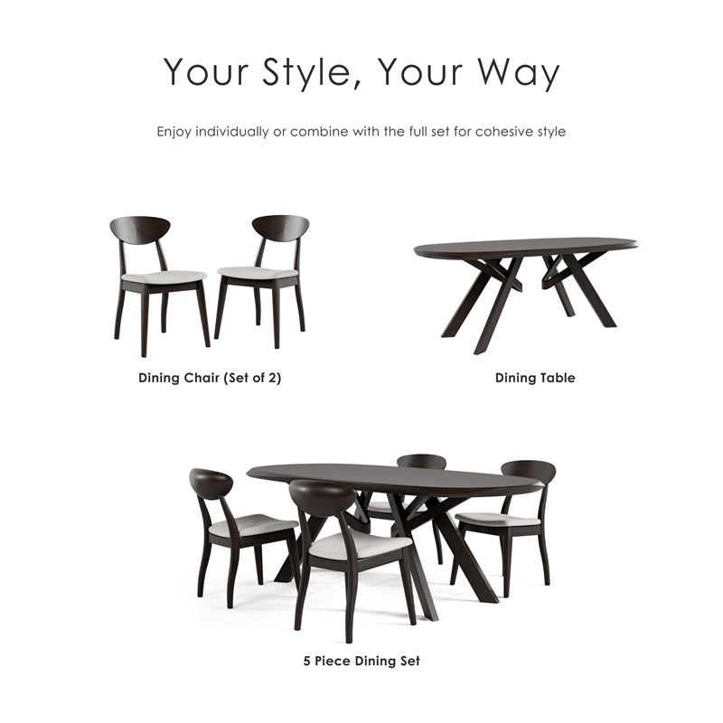 Furniture of America Pradan Solid Wood Side Chairs in Black Wenge (Set of 2)