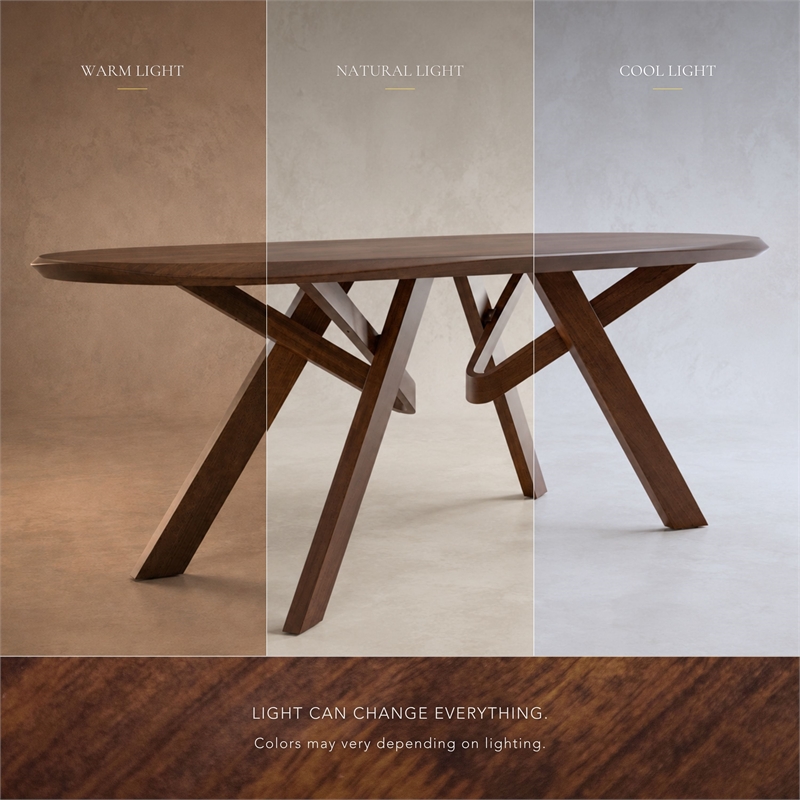 Furniture of America Pradan Solid Wood 3D Cuts Top Dining Table in Rich Walnut
