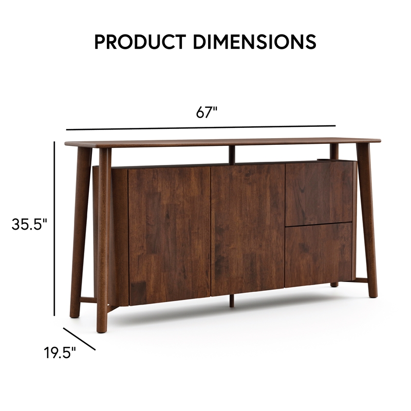 Furniture of America Pradan Solid Wood 2-Drawer Server in Rich Walnut