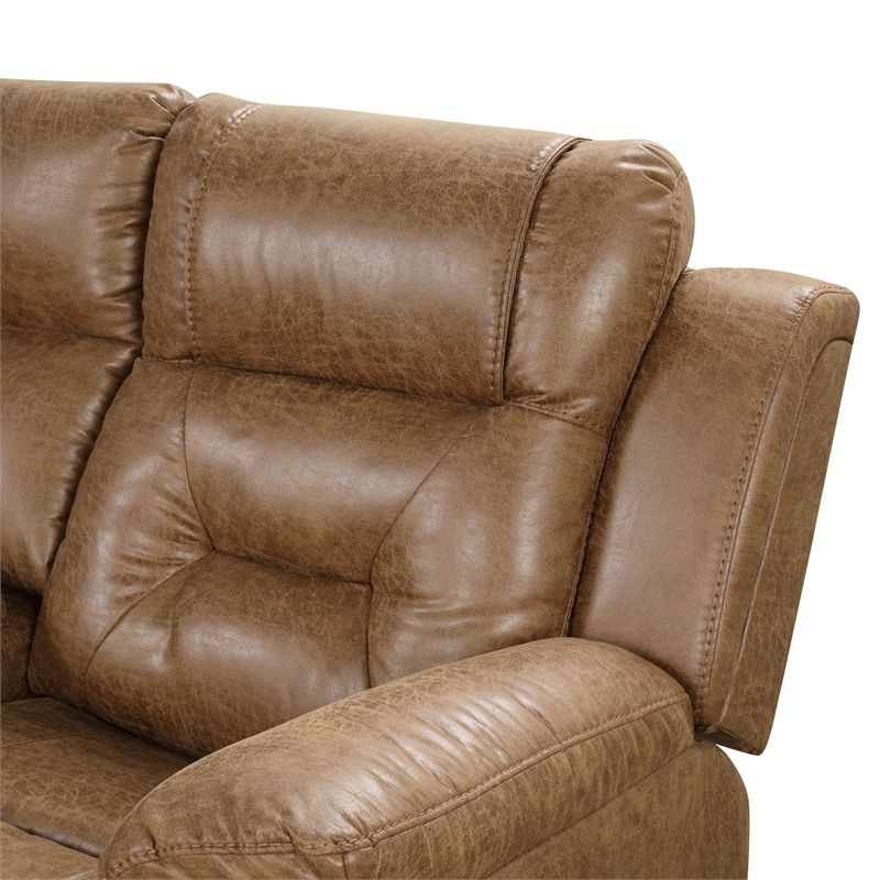 Furniture of America Ranshell Faux Leather Storage Sectional in Brown