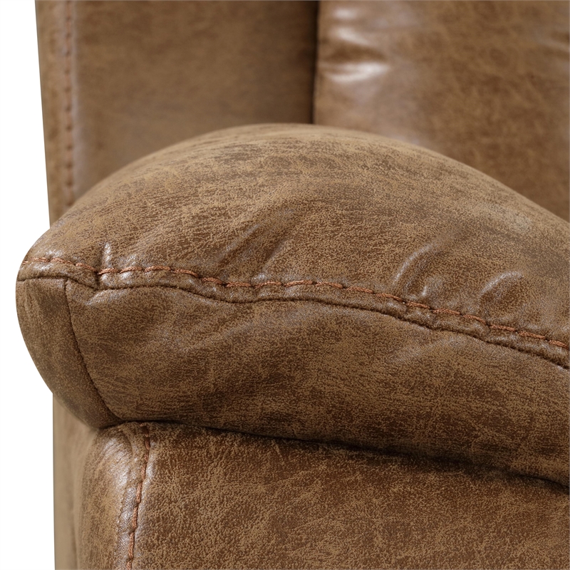 Furniture of America Ranshell Faux Leather Storage Sectional in Brown