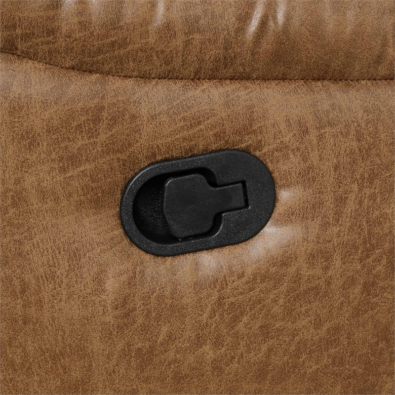 Furniture of America Ranshell Faux Leather Storage Sectional in Brown