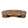 Furniture of America Ranshell Faux Leather Storage Sectional in Brown