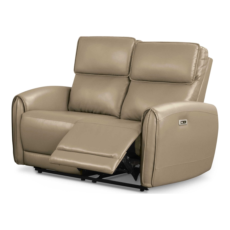 Furniture of America Alipark 2-Piece Faux Leather Power Sofa Set in Beige